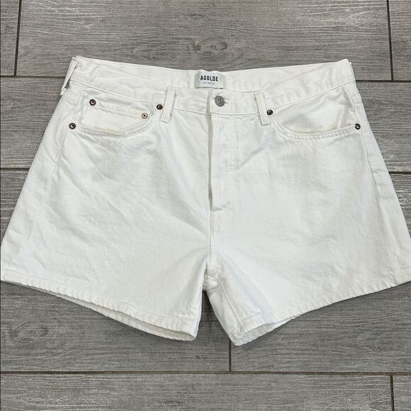 Agolde Parker Long White Denim Jean Shorts Size 31 (12) New! - Picture 10 of 15